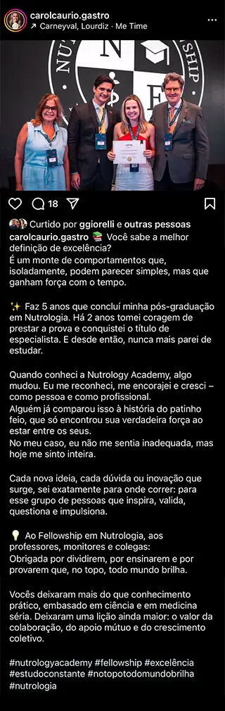 Depoimento Caroline Caurio Nutrology Fellowship